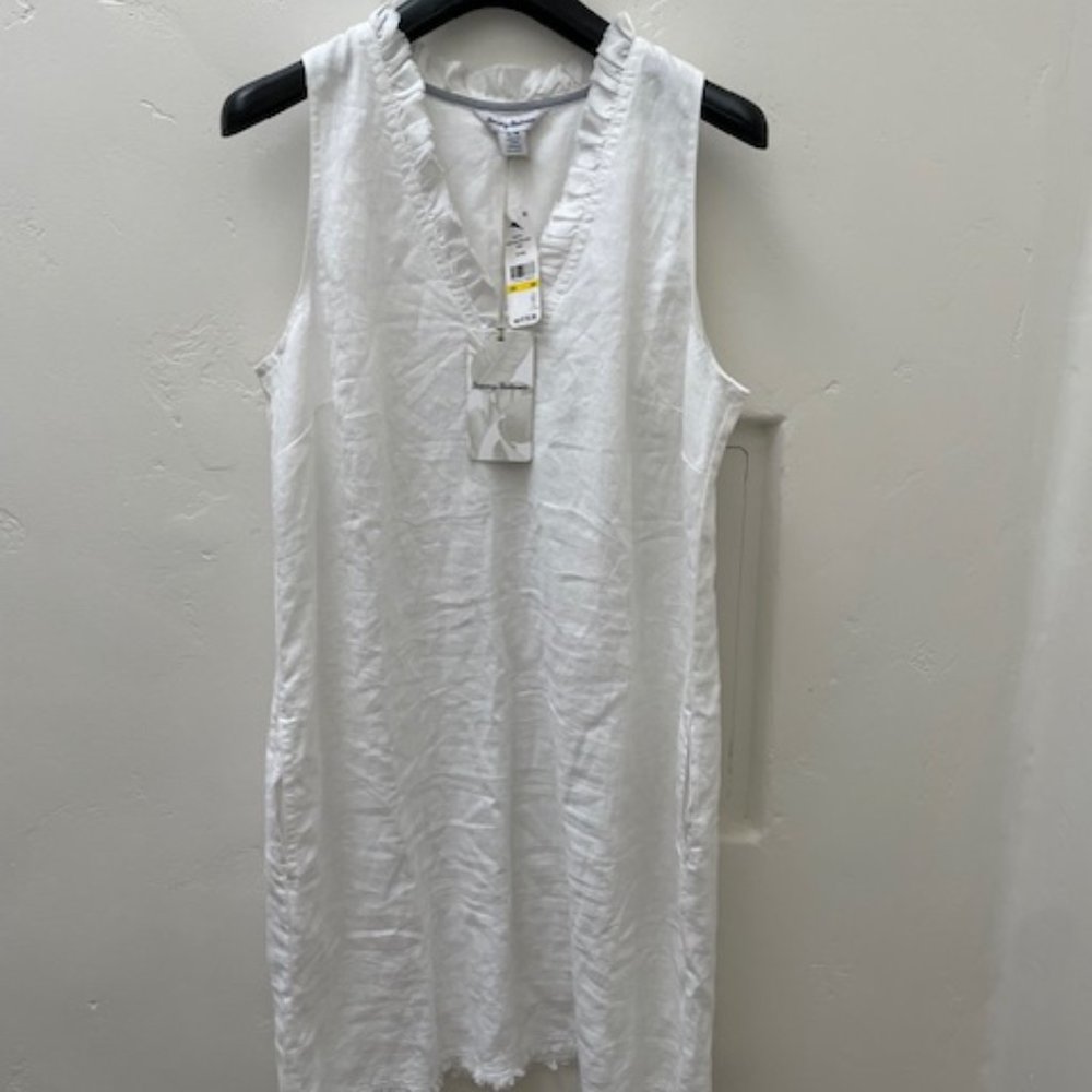 Tommy Bahama | Two Palms Double-Ruffle Linen Dress | Color: White | Size: M